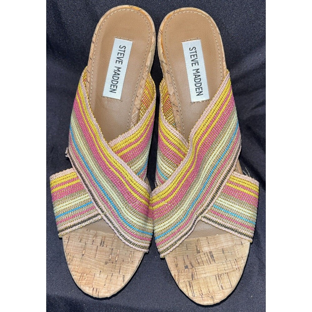 Steve Madden Pride Shimmer Cork Wedges Women Size 8.5 Multi Colored